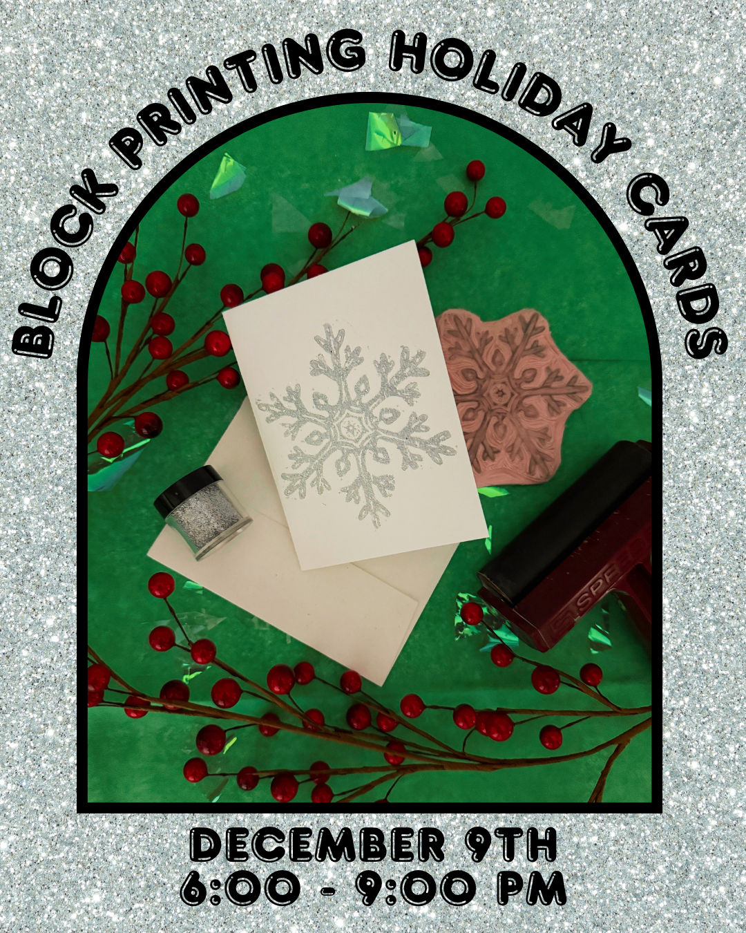 Block Printing: Holiday Card 12/9/25, 6:00 - 9:00 PM