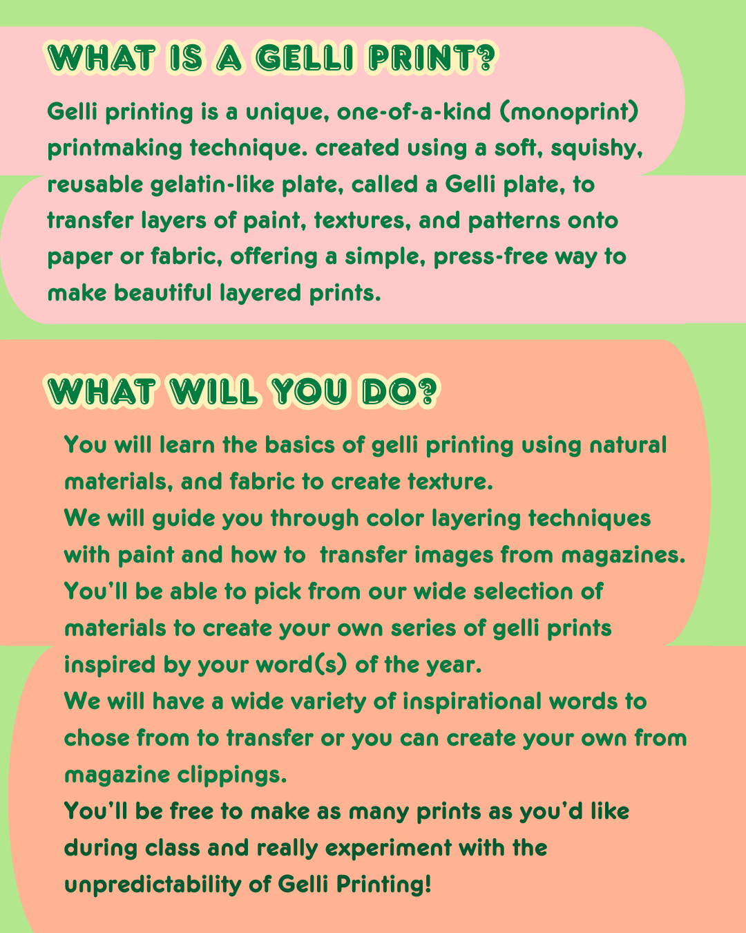 Gelli Printing: Your Word of The Year 1/21/26, 6:30 - 9:00 PM