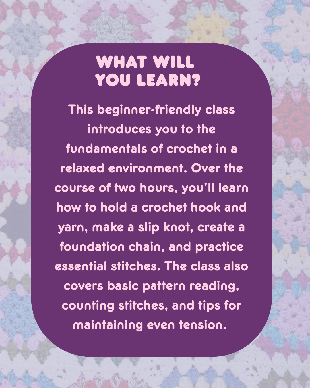 Crochet 101, 3/18/2026, 6:30 - 8:30 PM