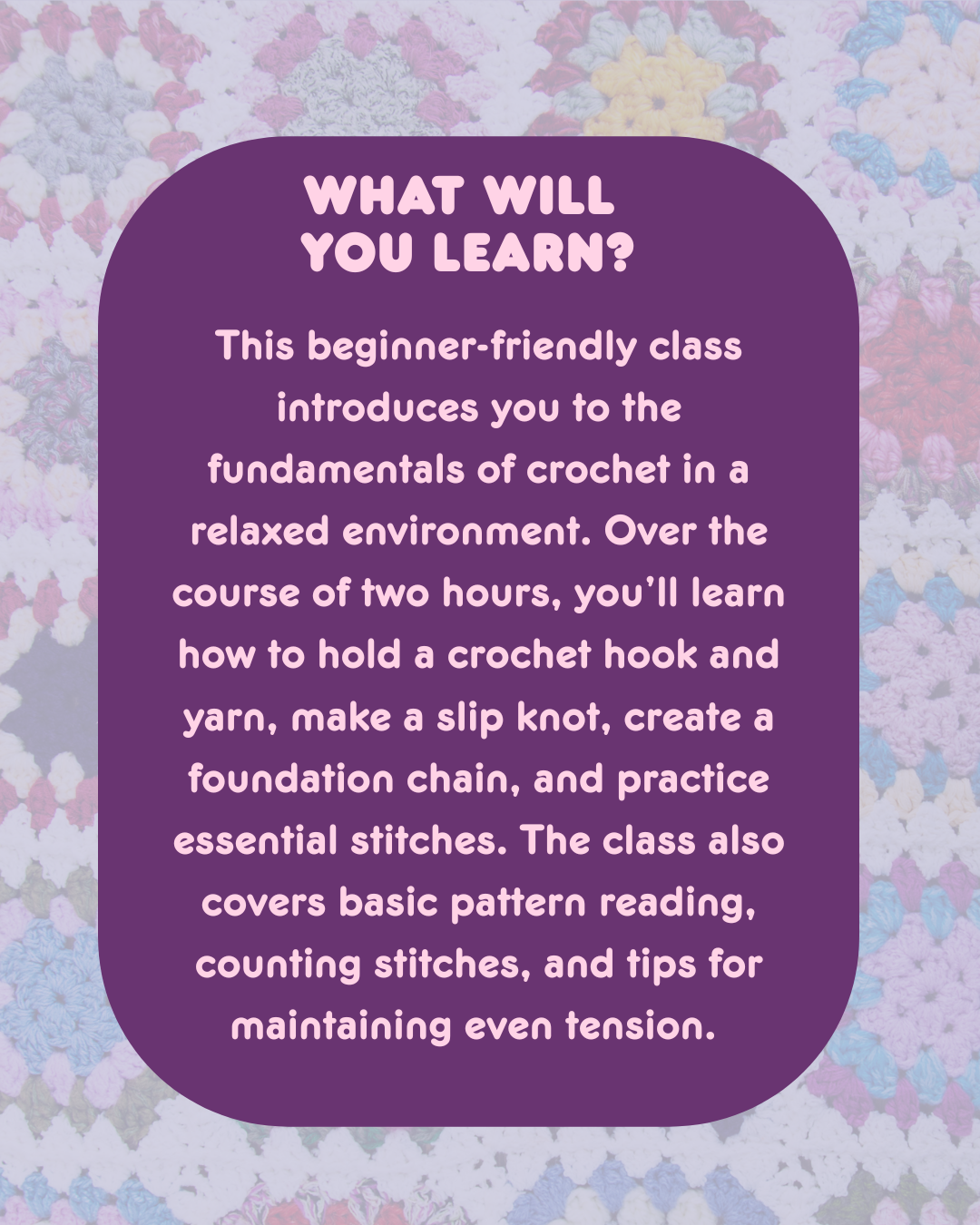 Crochet 101, 3/22/2026, 4:30 - 6:30 PM