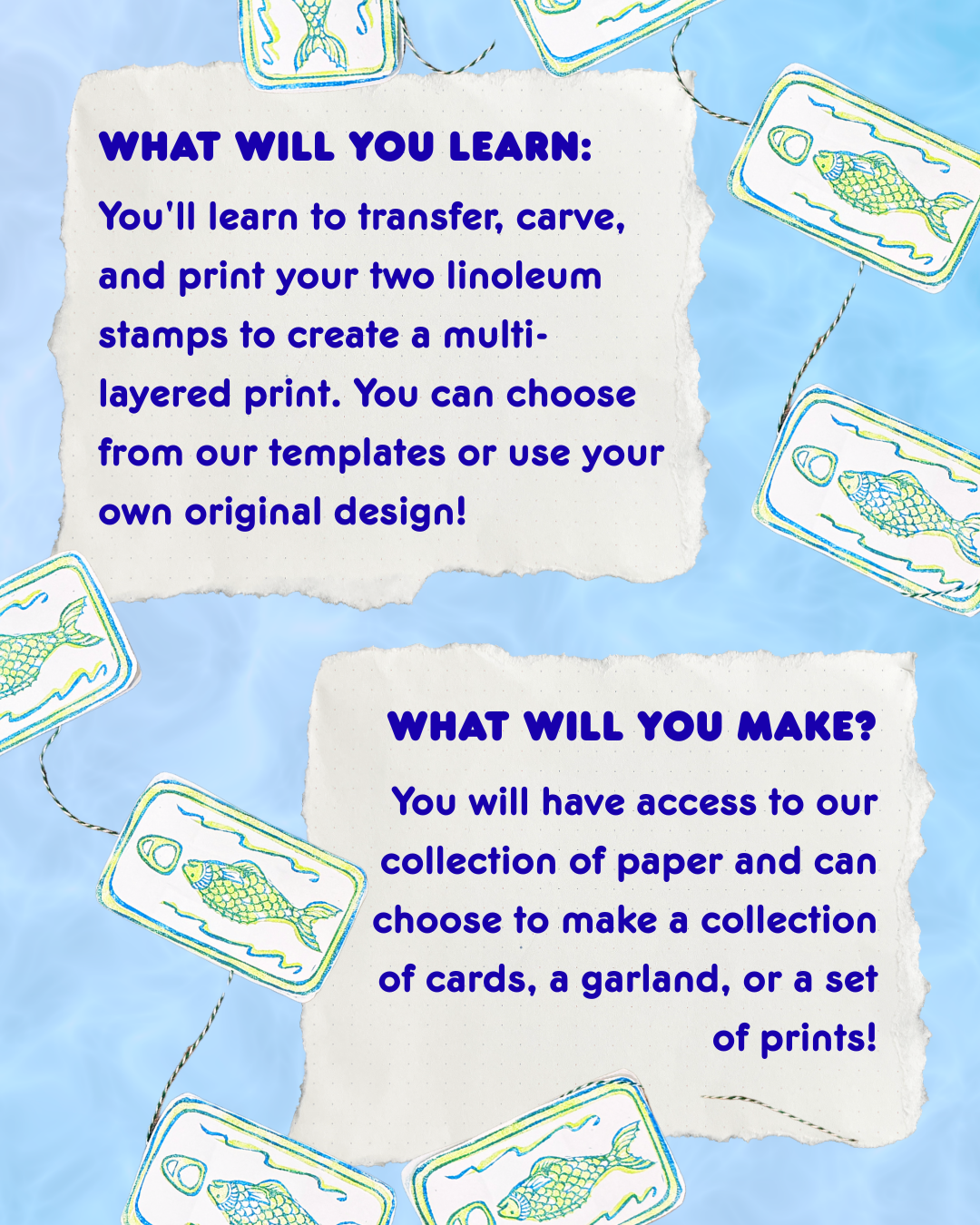 Block Printing: Two-Toned Sardines, 8.12.26 7:00 - 9:00 PM