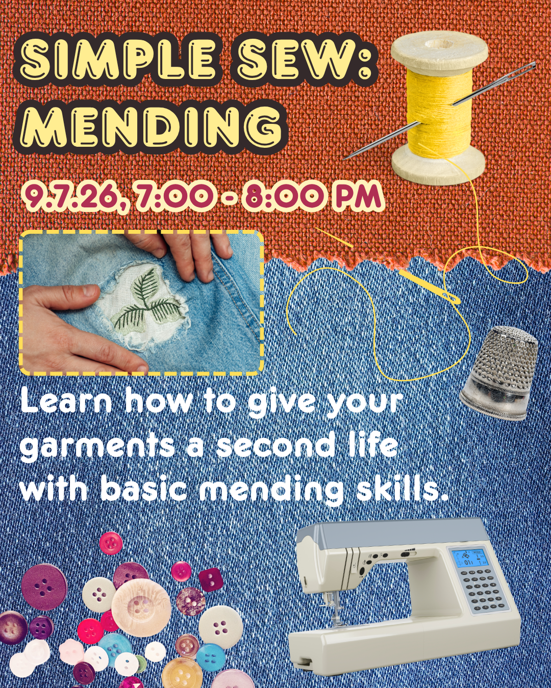 Simple Sew: Mending, 9.7.26, 6:00 - 8:00 PM