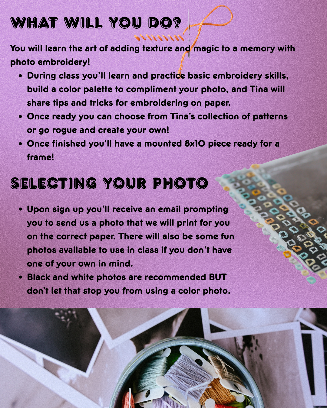 Photo Embroidery With Tina Crespo - 2.17, 6:30 - 8:30 PM